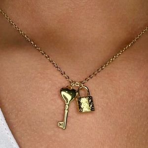 14K Gold Filled Trending Lock and Key Necklace